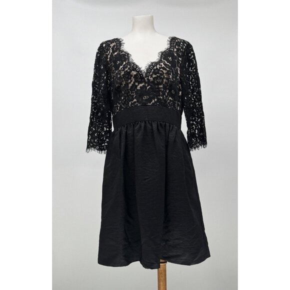 Eliza J Dresses & Skirts - Eliza J Scallop Midi Dress Size 10 Lace Black Event Whimsygoth Elegant Formal